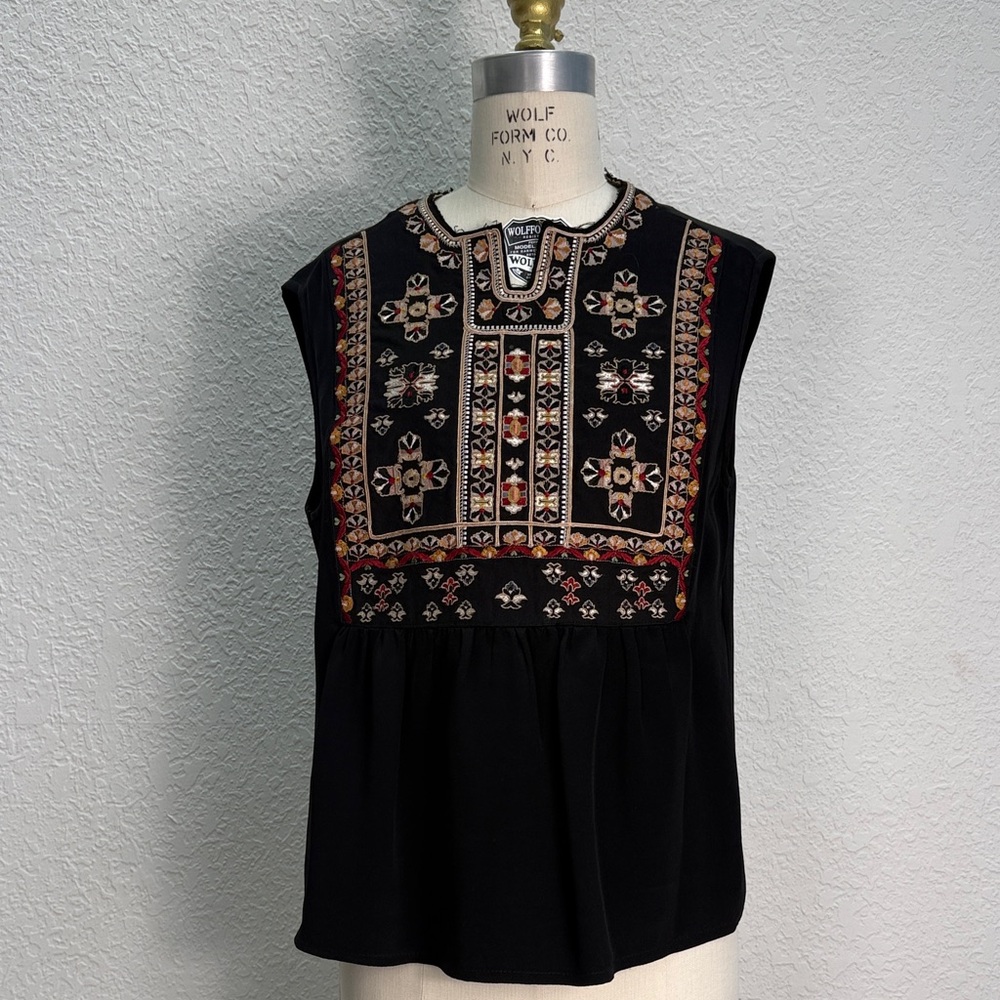 Isabel Marant Black Top with Colorful Embroidery